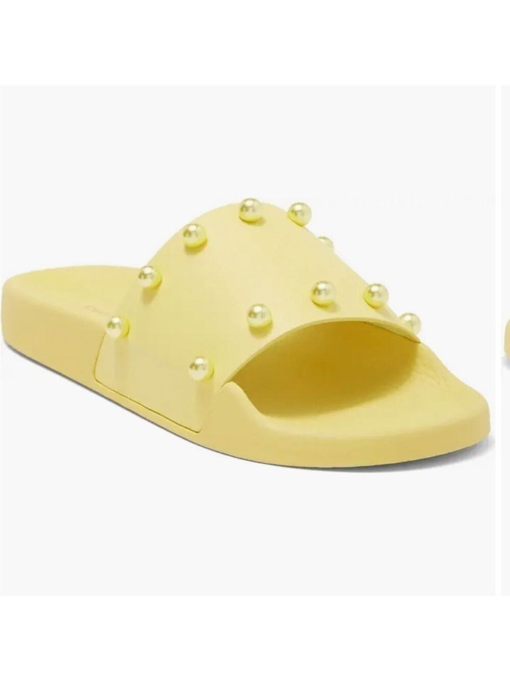 Stuart Weitzman lemon yellow beaded slides size 10